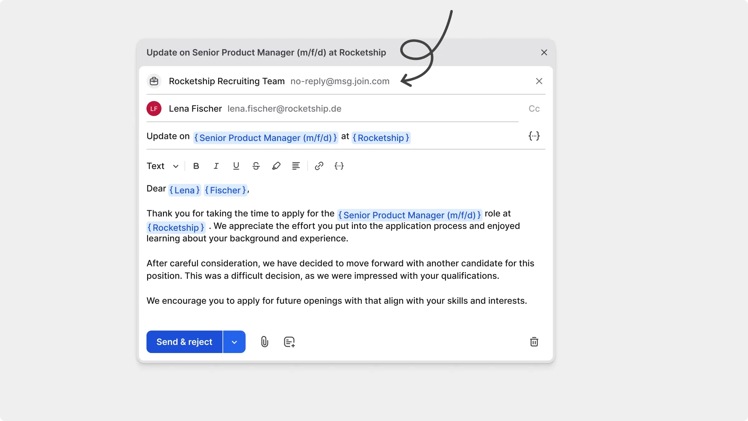 Reject from a no-reply address