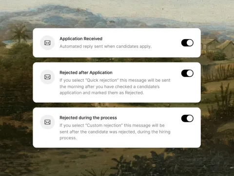 Join template editor showing a rejection email with merge fields