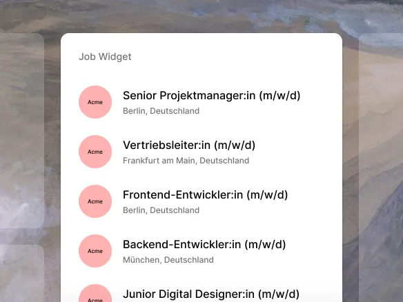 Jobs-Widget von Join mit Stellentiteln und Standorten
