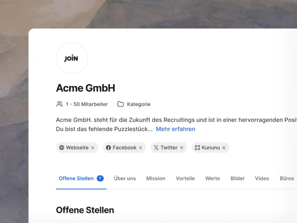 Eine Join-gehostete Karriereseite und ein Bewerbungsformular auf dem Smartphone