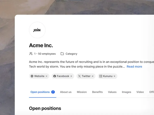 Una página de empleo alojada en Join y un formulario de candidatura en el móvil