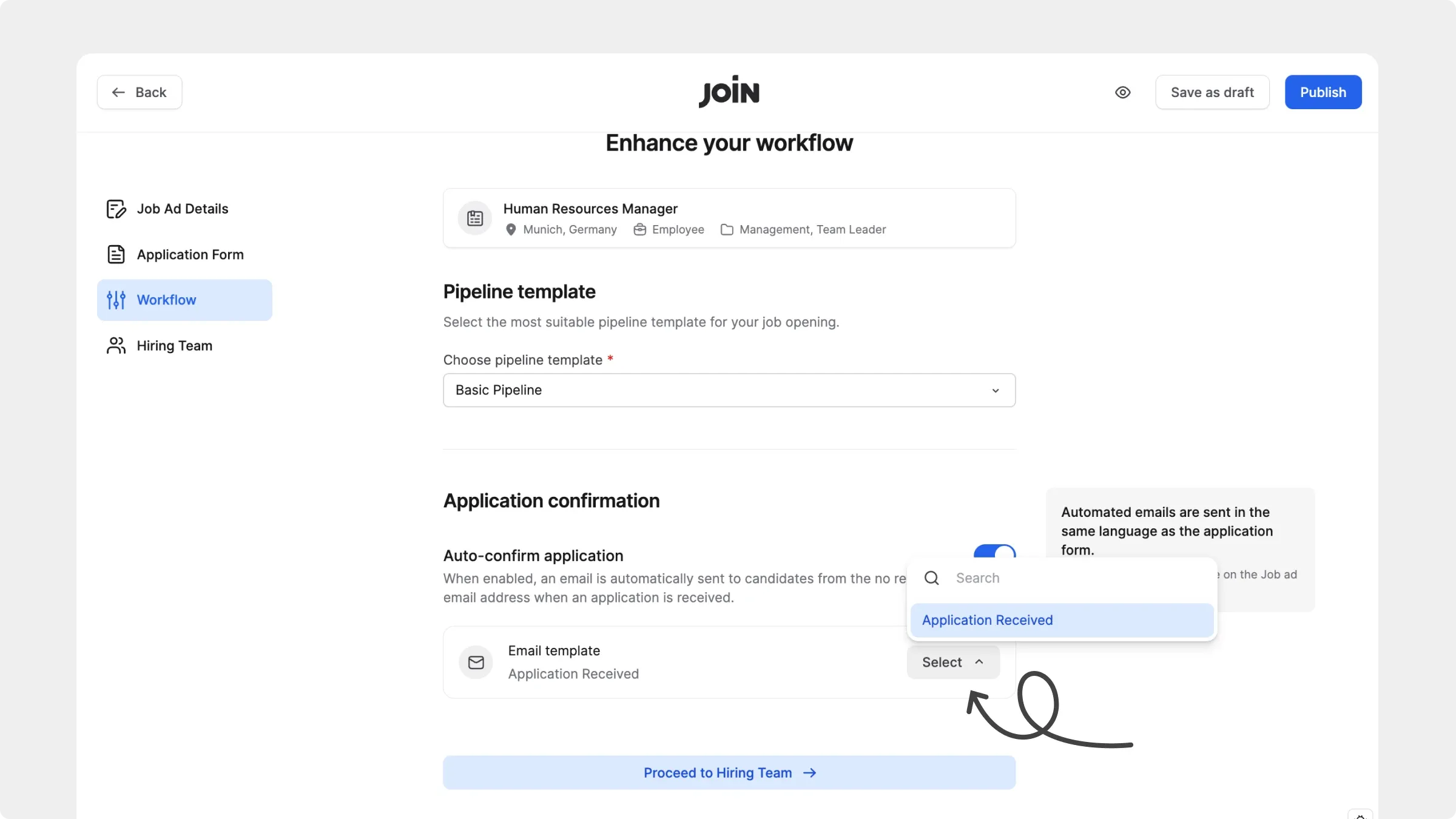 Application Confirmation