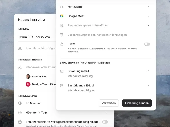 Interview-Stufen-Konfiguration in Join mit vier sequentiellen Stufen, Dauern und Interviewern