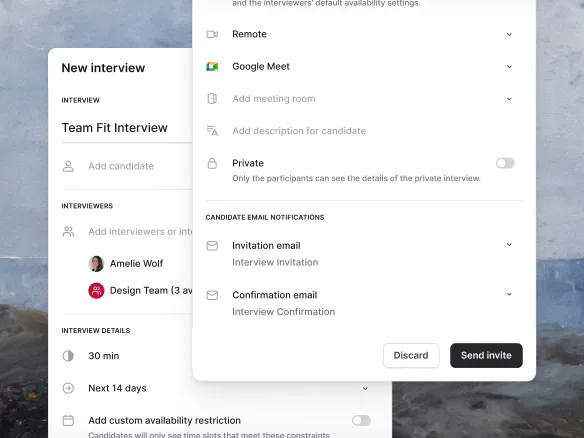 Configuración de etapas de entrevista en Join con cuatro fases secuenciales, duraciones y entrevistadores