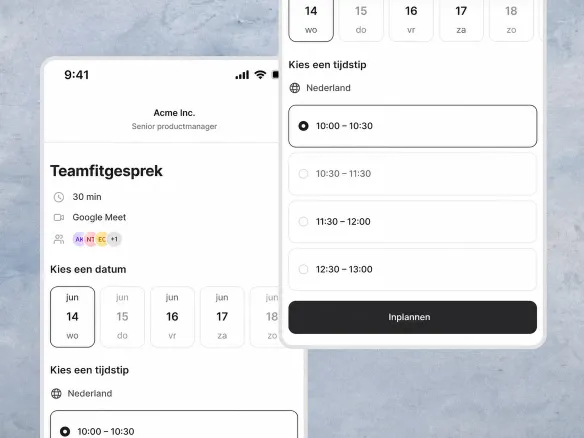 Nederlandse pagina om een sollicitatiegesprek in te plannen