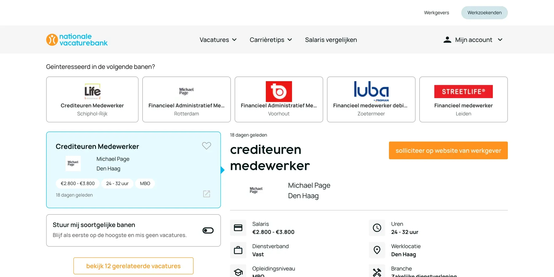 Een vacature op Nationale Vacaturebank voor crediteurenmedewerker in Den Haag, met salaris, uren en dienstverband
