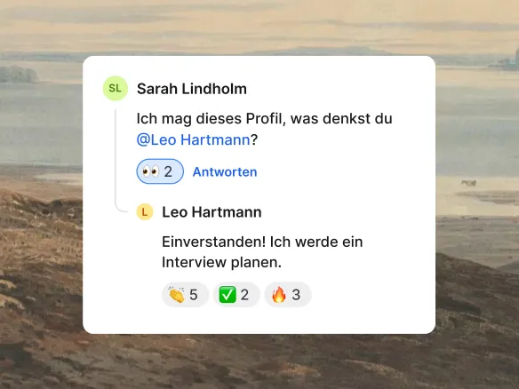 Join Kandidaten-Notizen und Zusammenarbeit im Hiring-Team