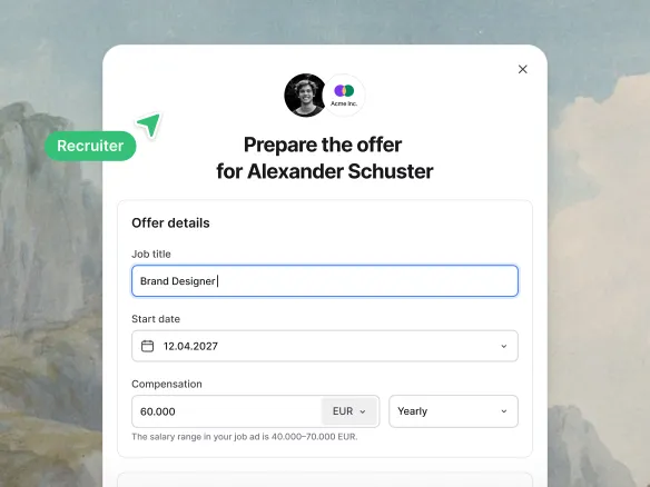 Offre d'embauche envoyée depuis une fiche candidat·e dans Join
