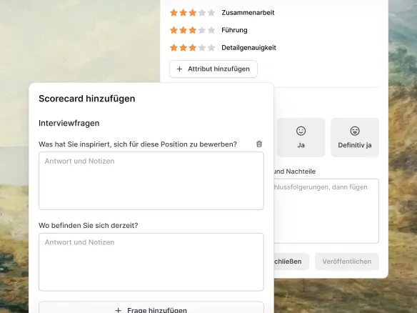 Interview-Scorecard in Join mit strukturierten Kriterien und Bewertungen