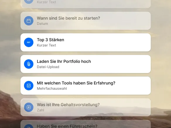 Ausschlussfrage-Typen in Join: Einfachauswahl, Mehrfachauswahl, Zahl, Datum